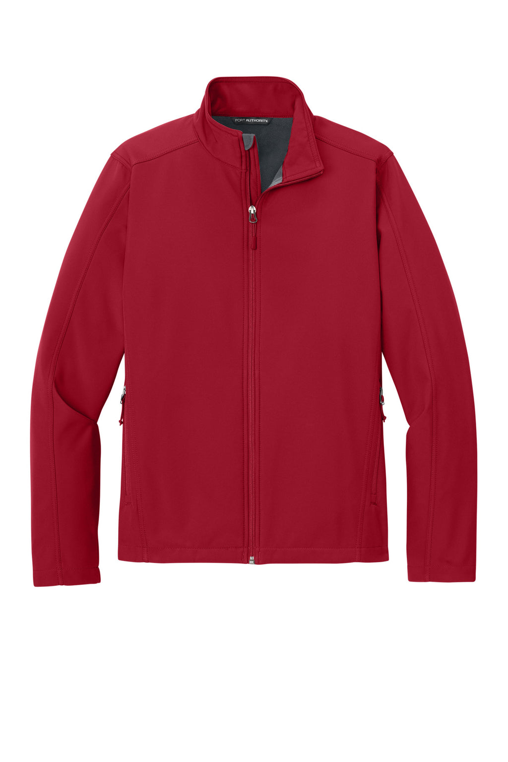 Front View of Rich Red Port Authority Core Soft Shell Jacket. J317