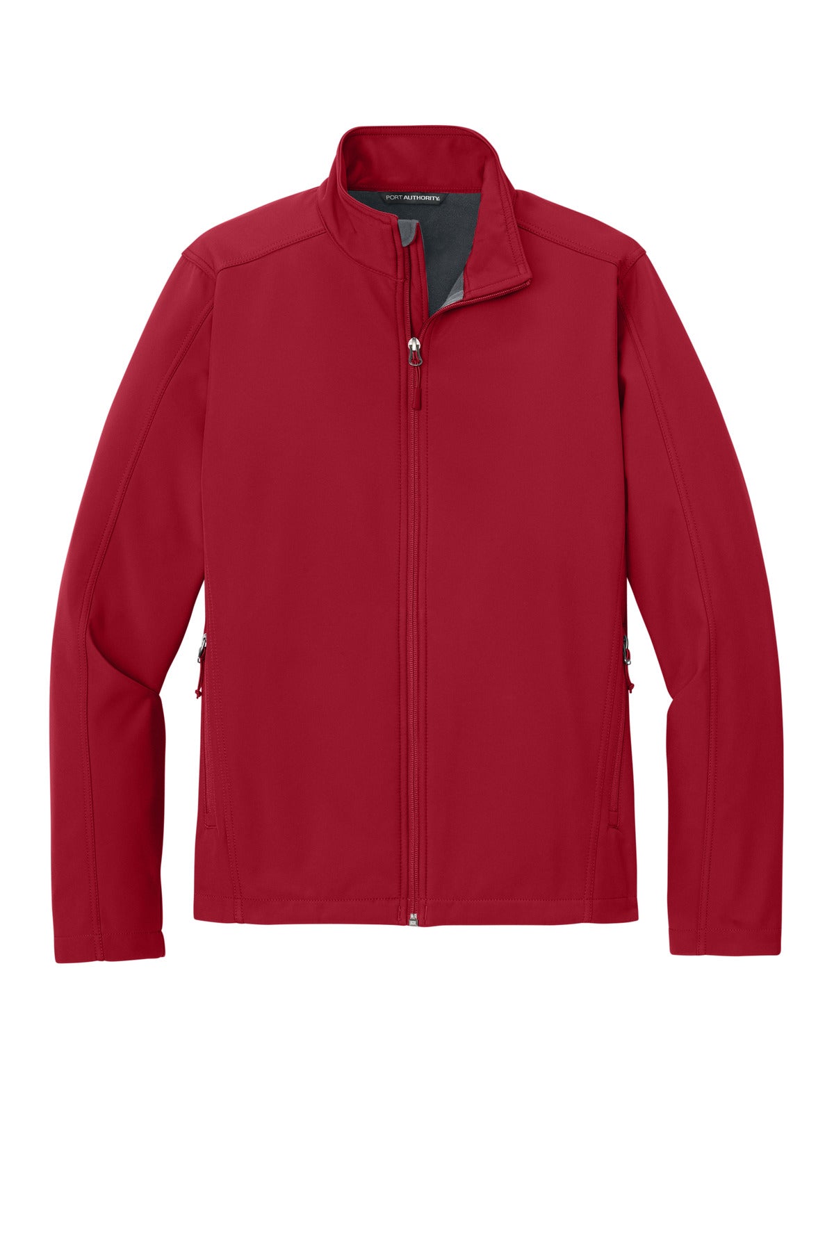 Front View of Rich Red Port Authority Core Soft Shell Jacket. J317