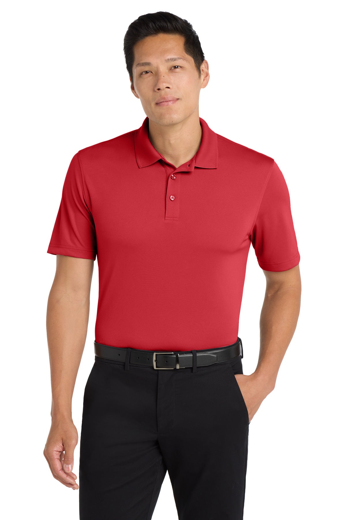 Front View of Rich Red Port Authority Dry Zone UV Micro-Mesh Polo. K110