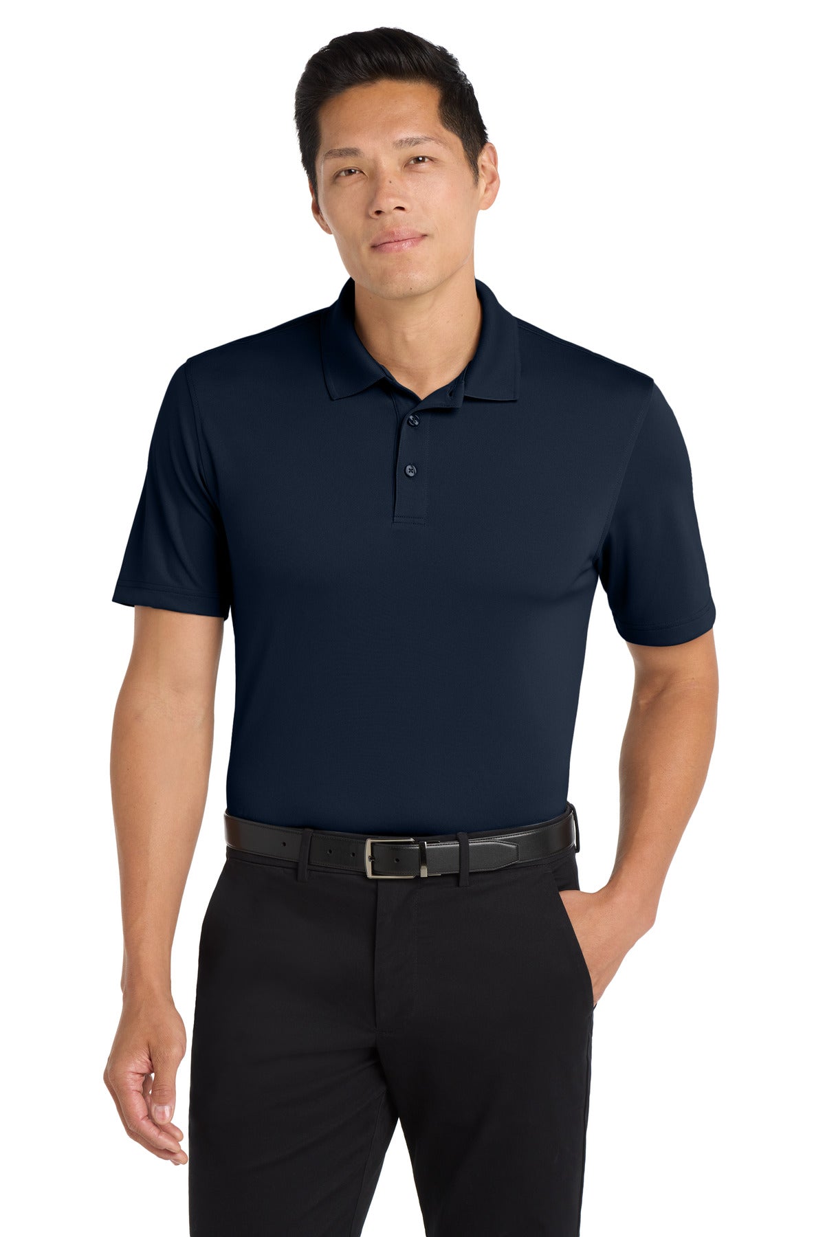 Front View of River Blue Nvy Port Authority Dry Zone UV Micro-Mesh Polo. K110