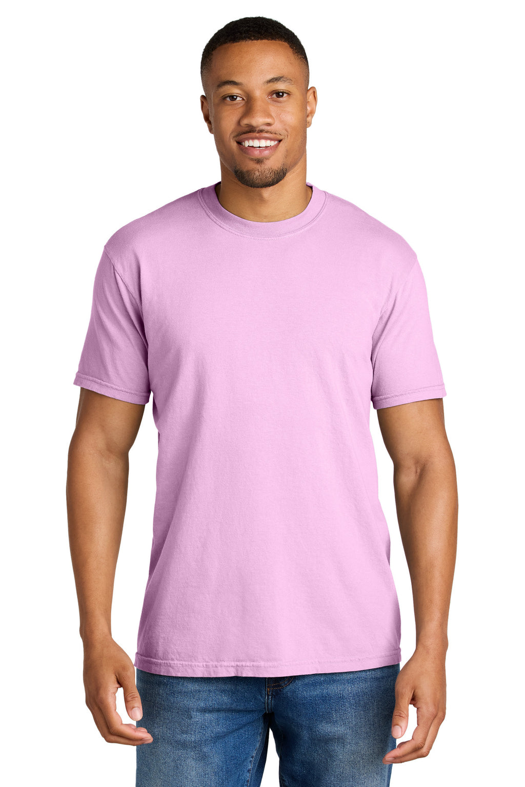 Front View of RoseQuartz COMFORT COLORS Heavyweight Ring Spun Tee. 1717