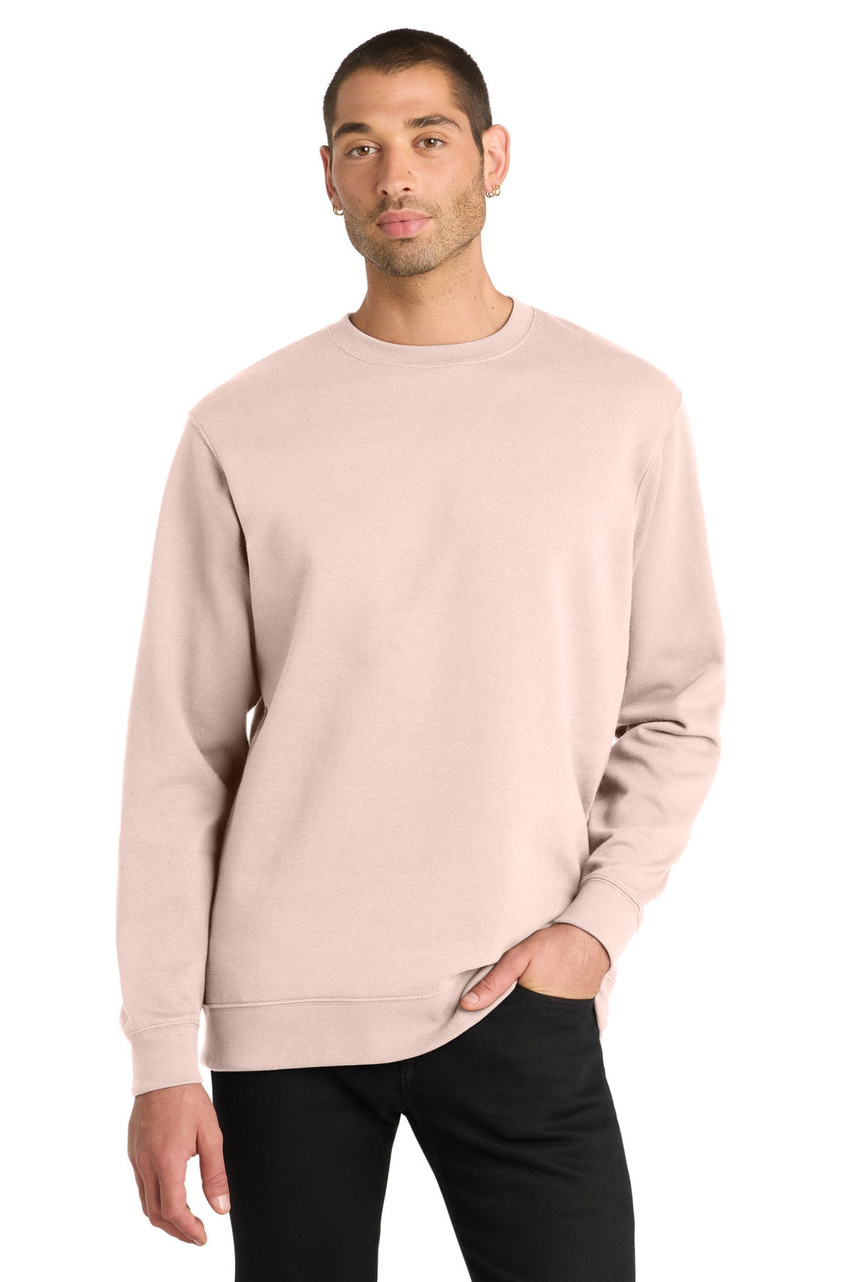Front View of Rosewater Pink District V.I.T. Fleece Crew DT6104