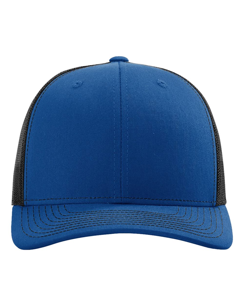 Front View of Royal/ Black Snapback Trucker Cap - 112