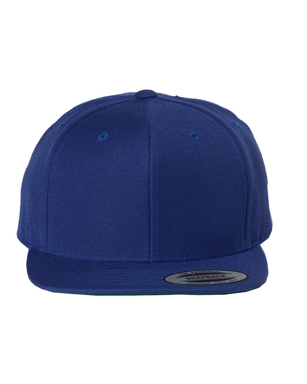 Front View of Royal Blue Premium Flat Bill Snapback Cap - 6089M