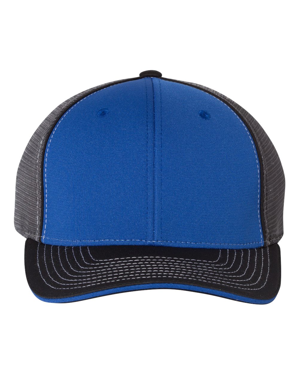 Front View of Royal/ Charcoal/ Black Tri Pulse Sportmesh R-Flex Cap - 172