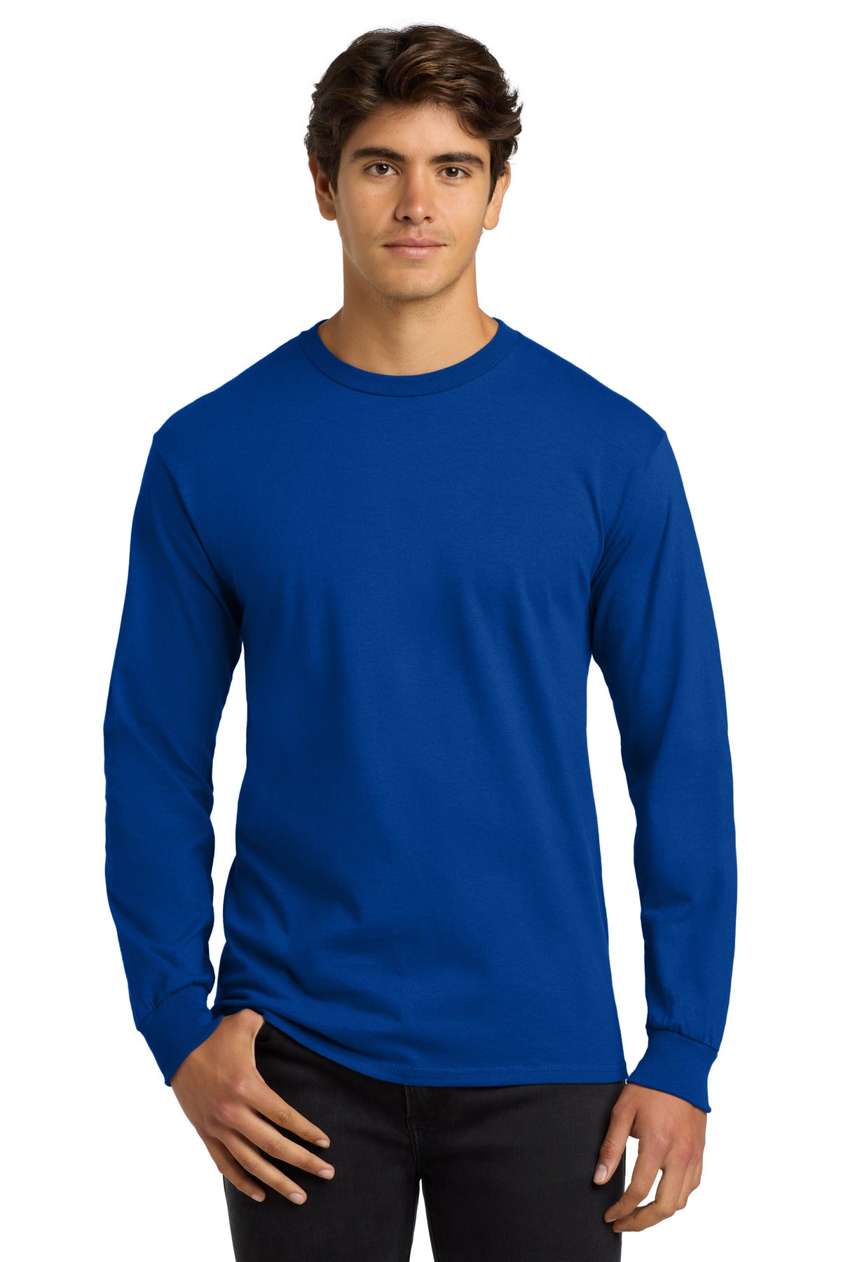 Front View of Royal Gildan - Ultra Cotton 100% US Cotton Long Sleeve T-Shirt. G2400