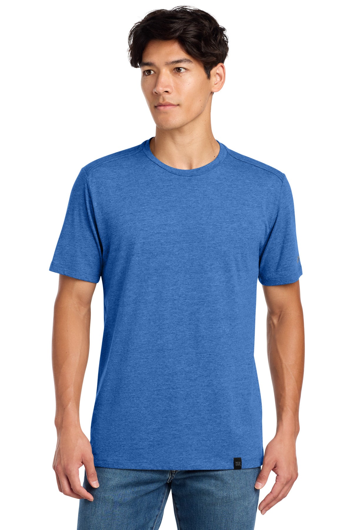 Front View of Royal Heather New Era Heritage Blend Crew Tee. NEA100
