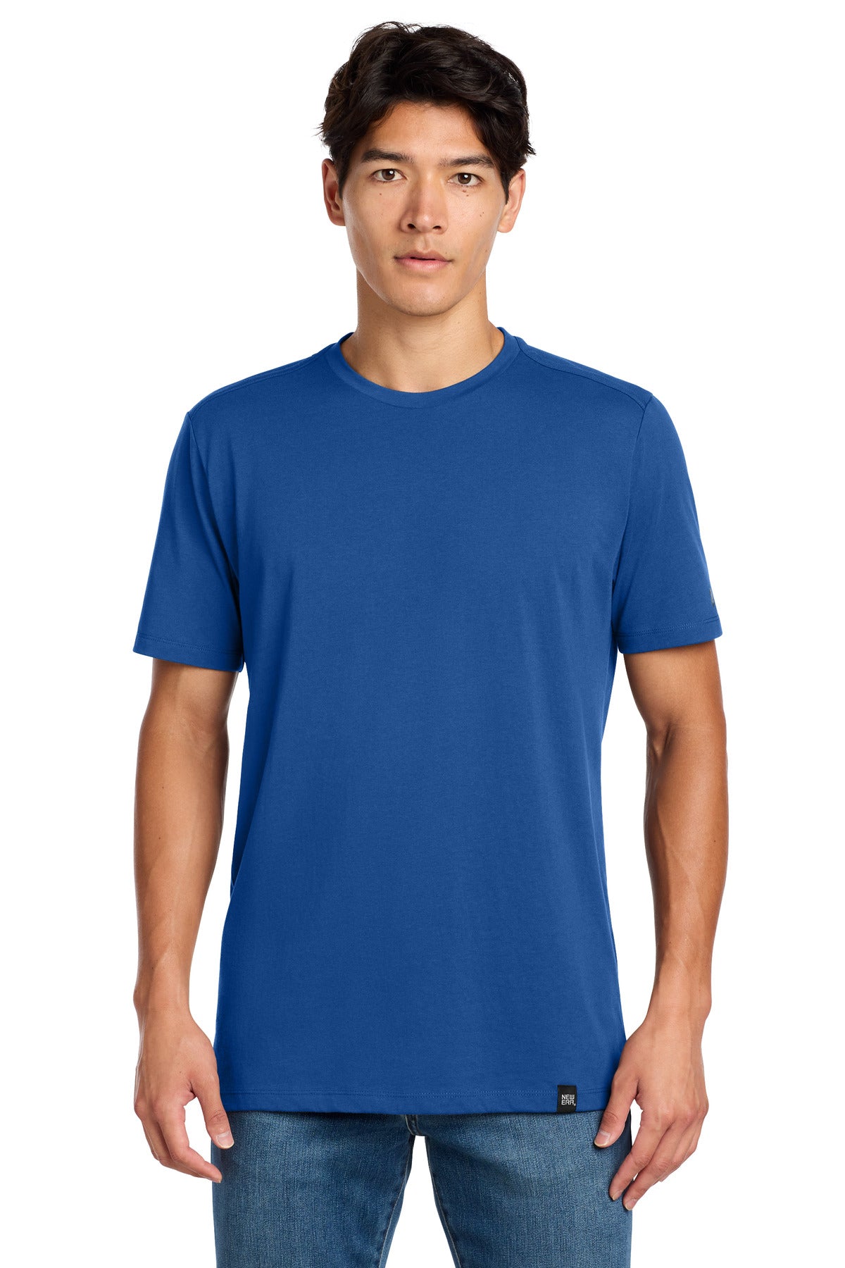 Front View of Royal New Era Heritage Blend Crew Tee. NEA100