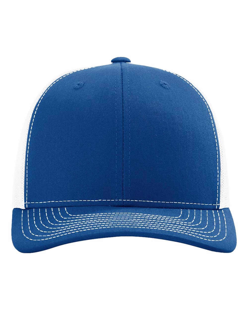 Front View of Royal/ White Snapback Trucker Cap - 112