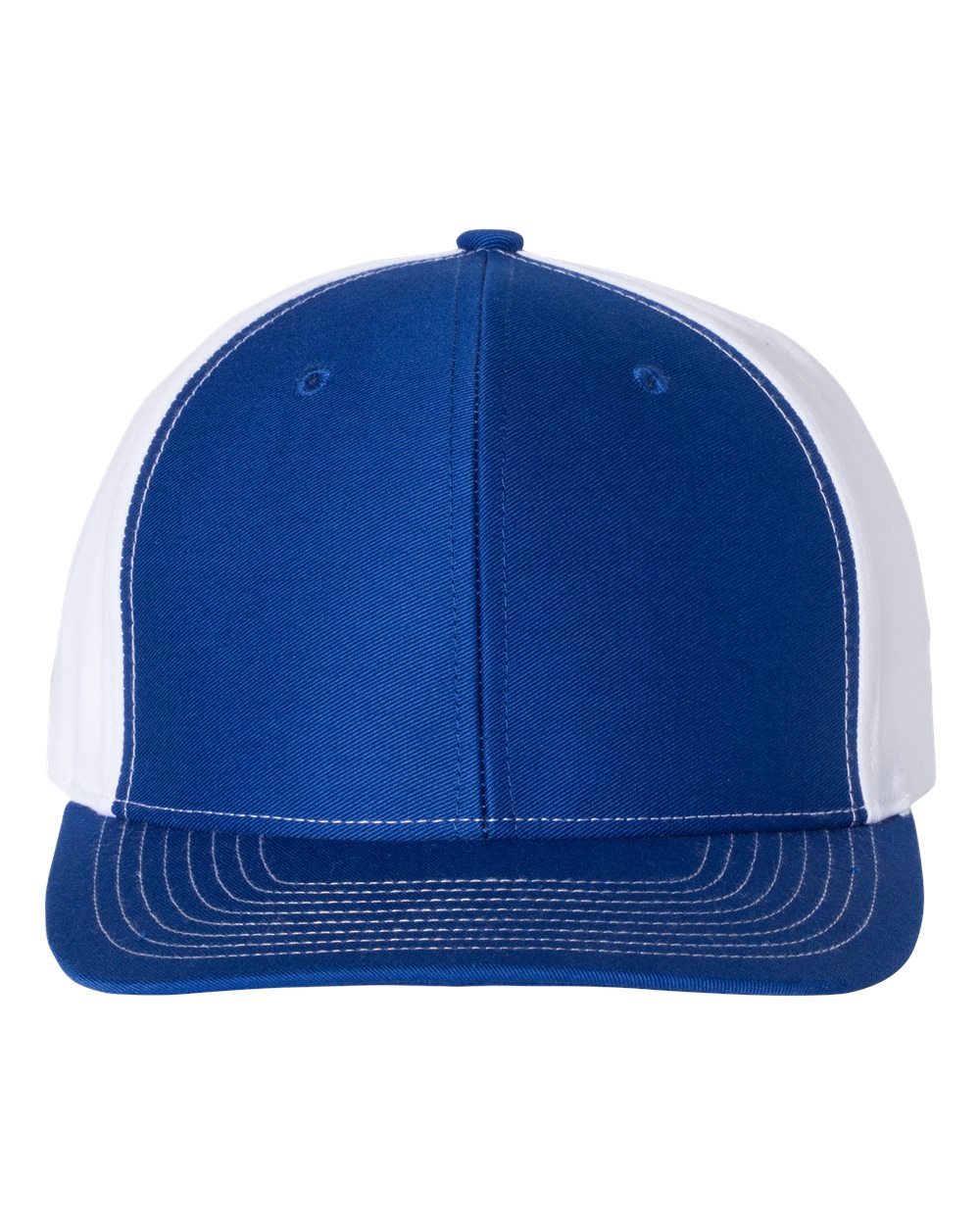 Front View of Royal/ White Twill Back Trucker Cap - 312