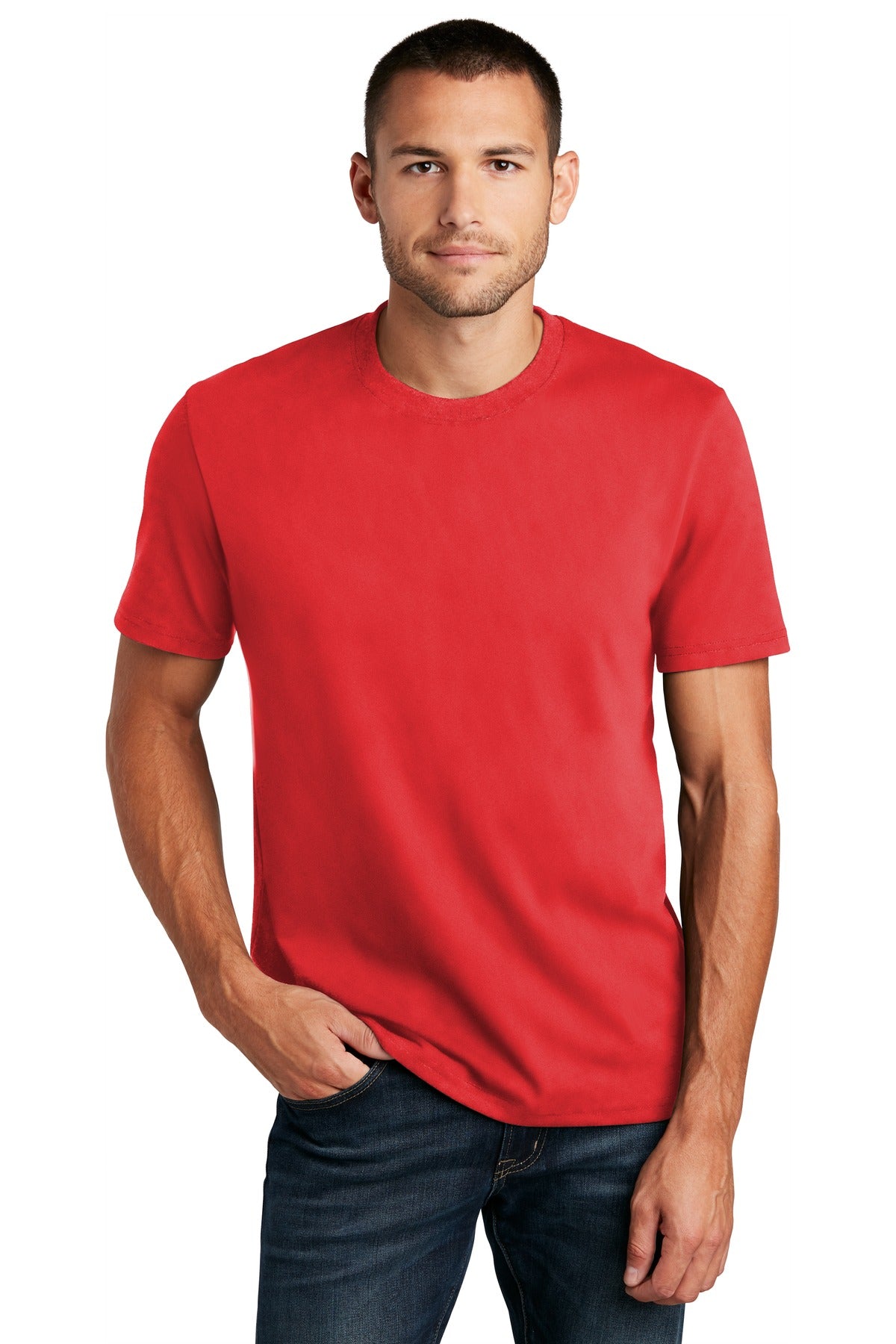 Front View of Ruby Red District Re-Tee DT8000