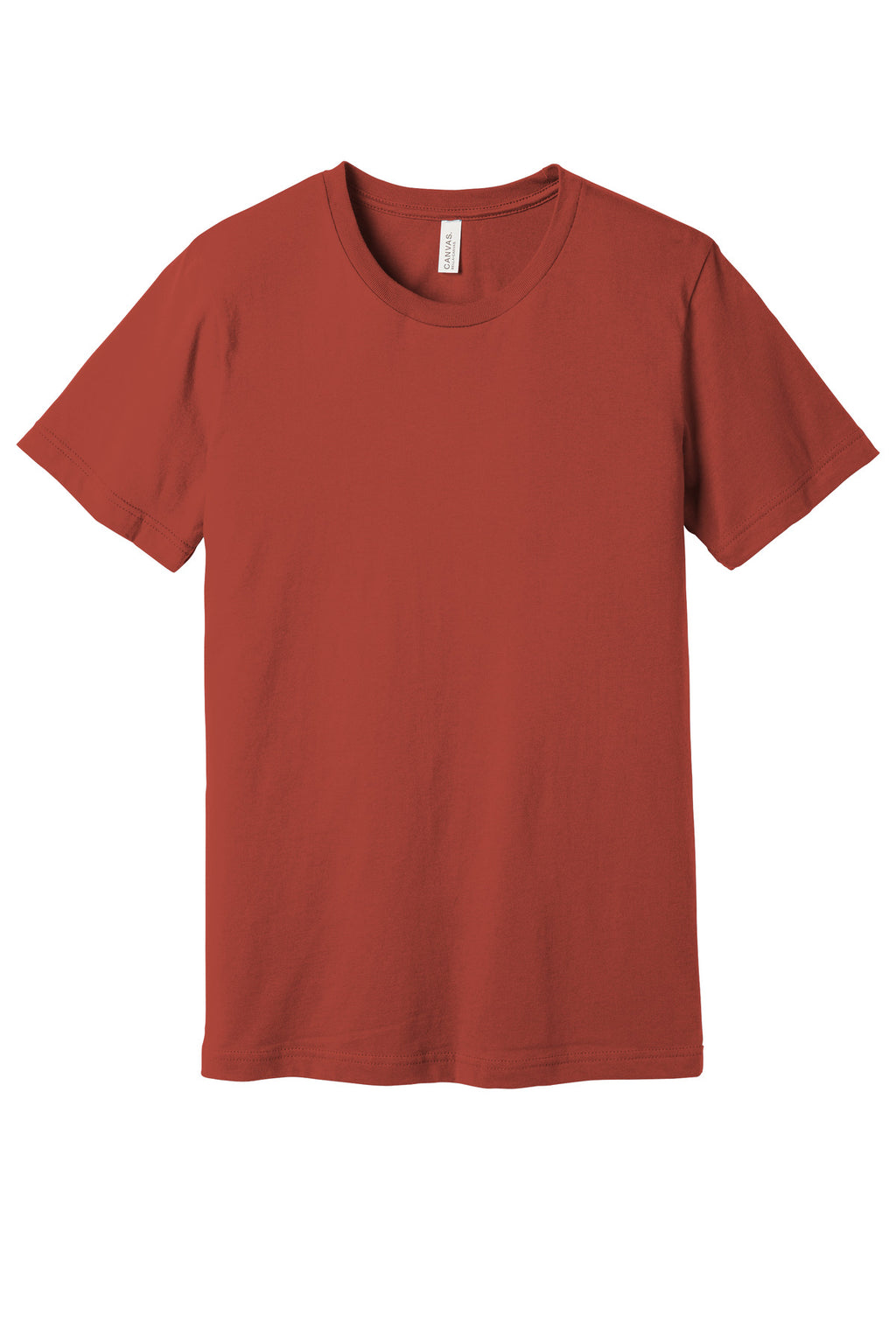 Front View of Rust BELLA+CANVAS Unisex Jersey Short Sleeve Tee. BC3001