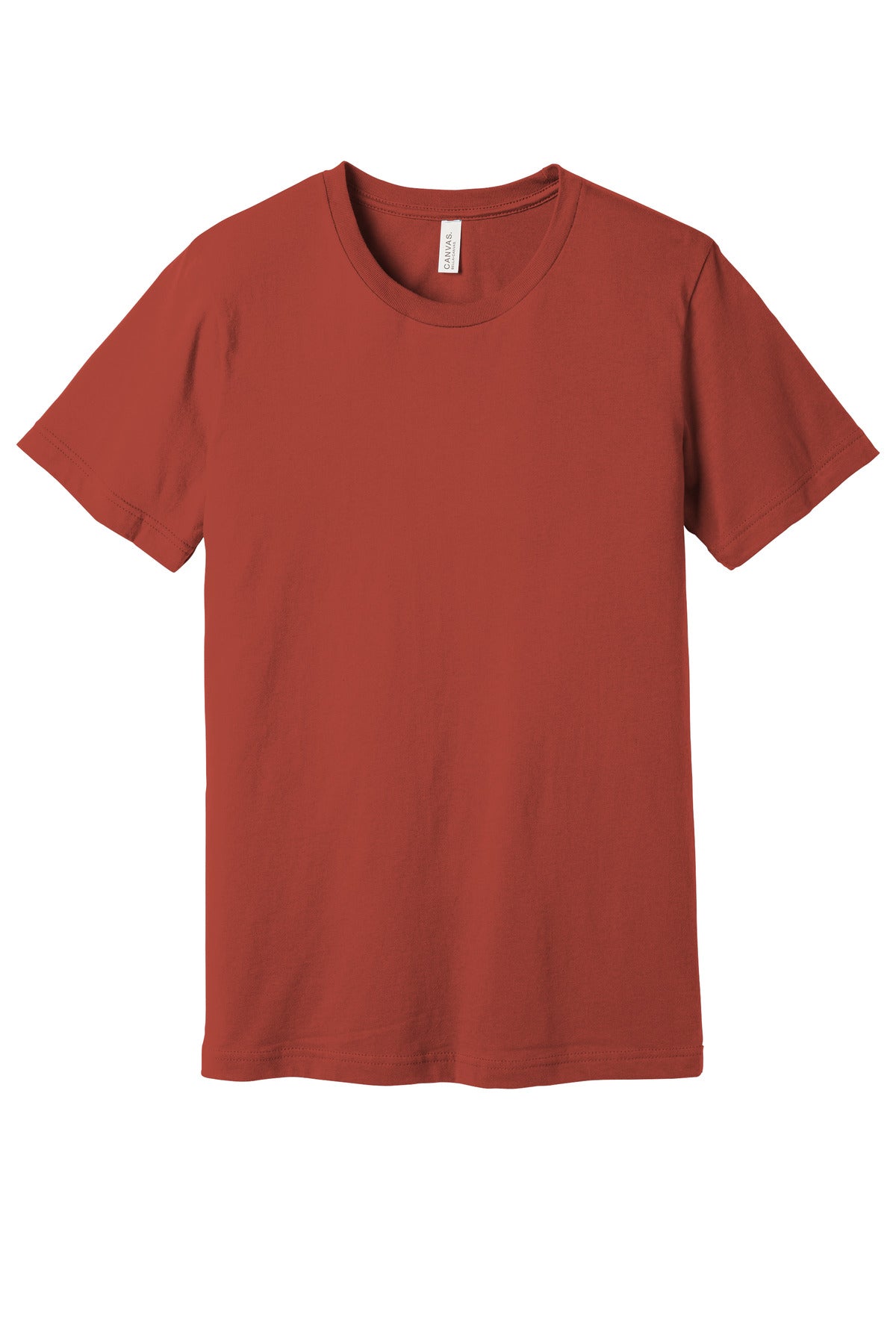 Front View of Rust BELLA+CANVAS Unisex Jersey Short Sleeve Tee. BC3001