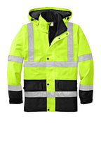 Front View of Safety Yellow CornerStone - ANSI 107 Class 3 Waterproof Parka. CSJ24