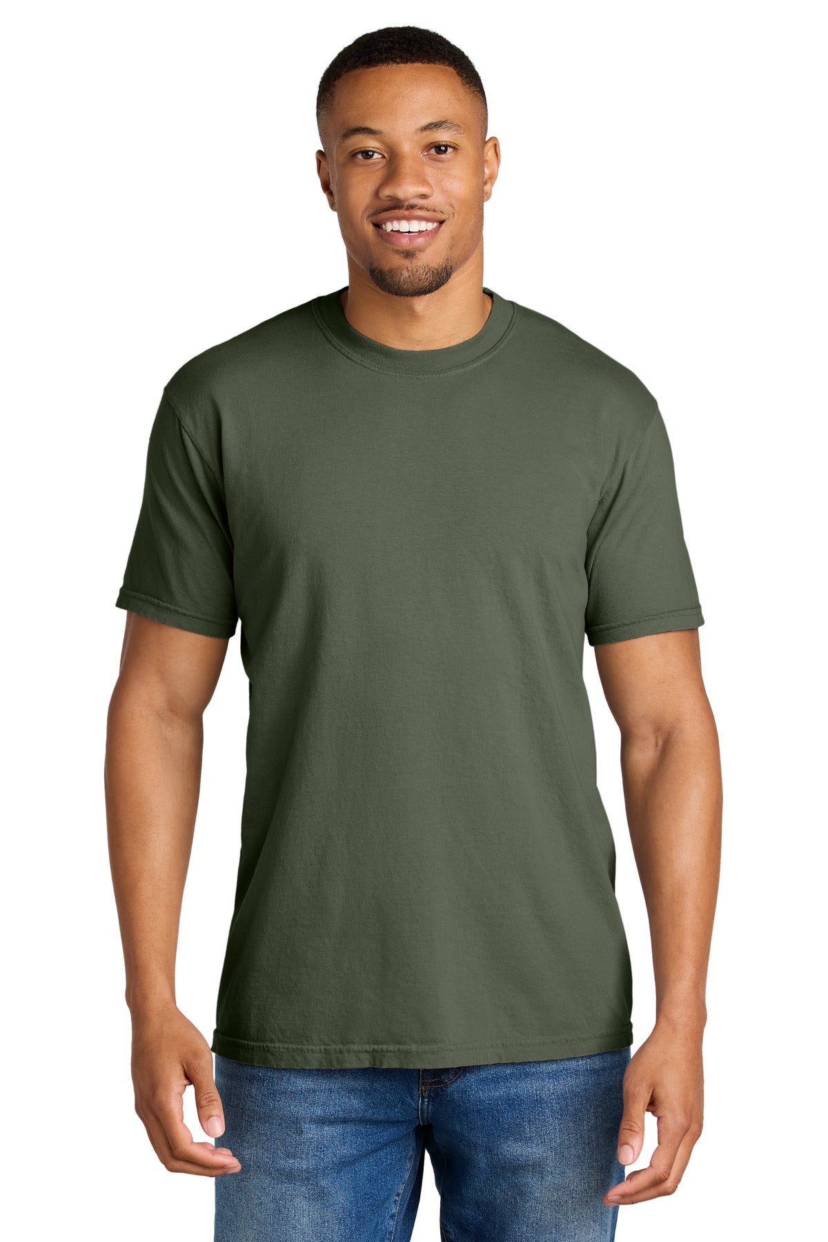 Front View of Sage COMFORT COLORS Heavyweight Ring Spun Tee. 1717