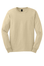 Front View of Sand Gildan - Ultra Cotton 100% US Cotton Long Sleeve T-Shirt. G2400