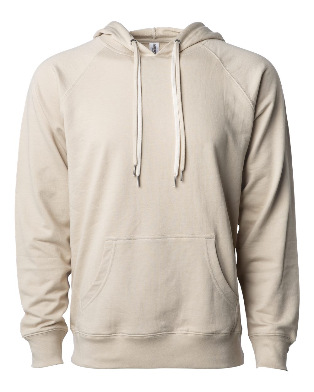 Front View of Sand Icon Lightweight Loopback Terry Hooded Sweatshirt - SS1000