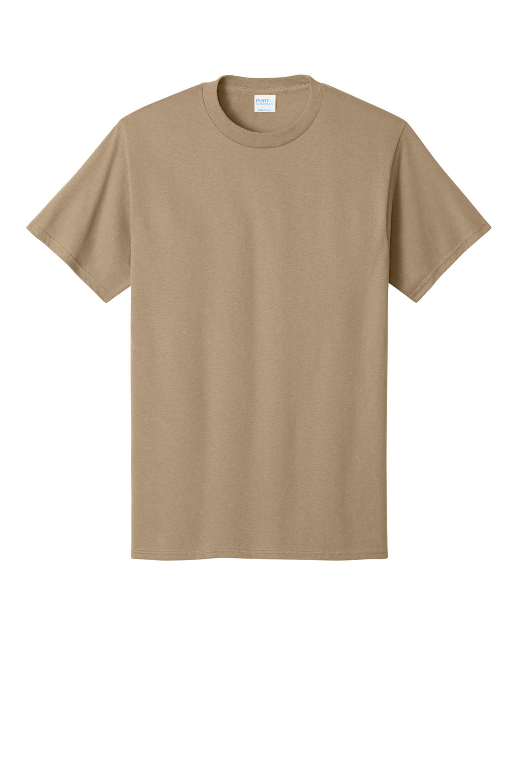 Front View of Sand Port & Co Core Cotton Tee. PC54