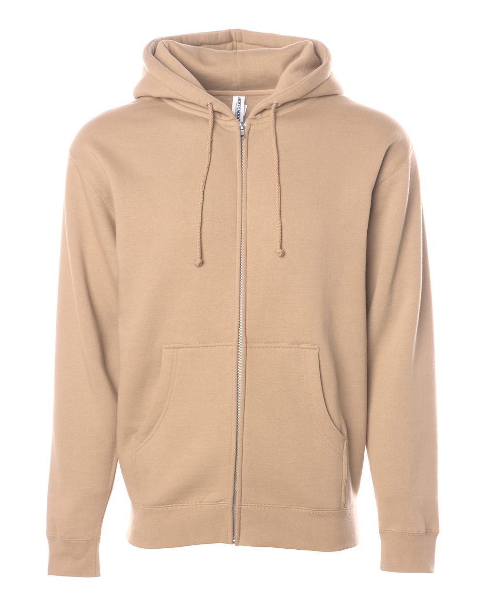 Front View of Sandstone Heavyweight Full-Zip Hooded Sweatshirt - IND4000Z
