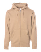Front View of Sandstone Heavyweight Full-Zip Hooded Sweatshirt - IND4000Z