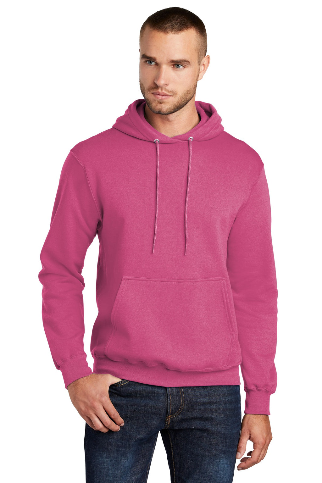 Front View of Sangria Port & Co Core Fleece Pullover Hooded Sweatshirt. PC78H