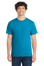 Front View of Sapphire Port & Co Core Cotton Tee. PC54
