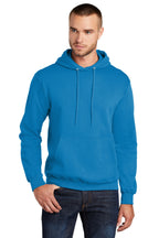 Front View of Sapphire Port & Co Core Fleece Pullover Hooded Sweatshirt. PC78H