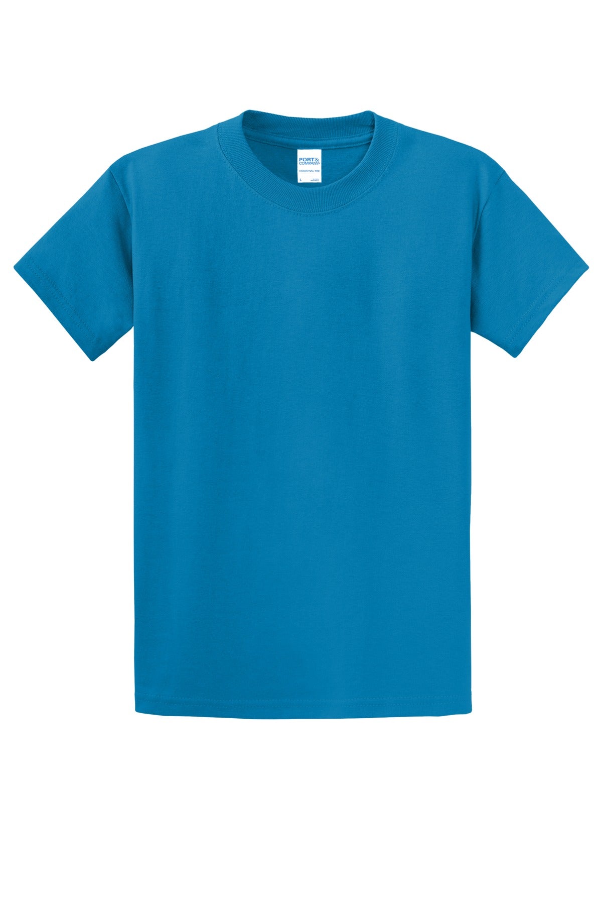Front View of Sapphire Port & Co Essential Tee. PC61