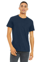 Front View of SdNvyBlend BELLA+CANVAS Unisex Heather CVC Short Sleeve Tee. BC3001CVC