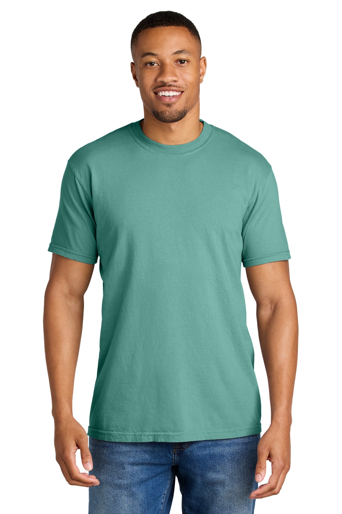 Front View of Seafoam COMFORT COLORS Heavyweight Ring Spun Tee. 1717
