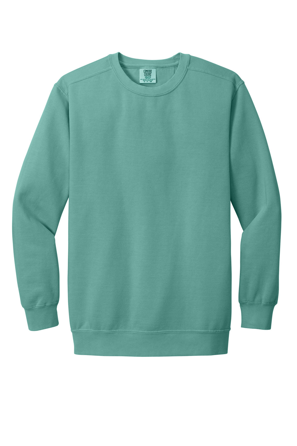 Front View of Seafoam COMFORT COLORS Ring Spun Crewneck Sweatshirt. 1566