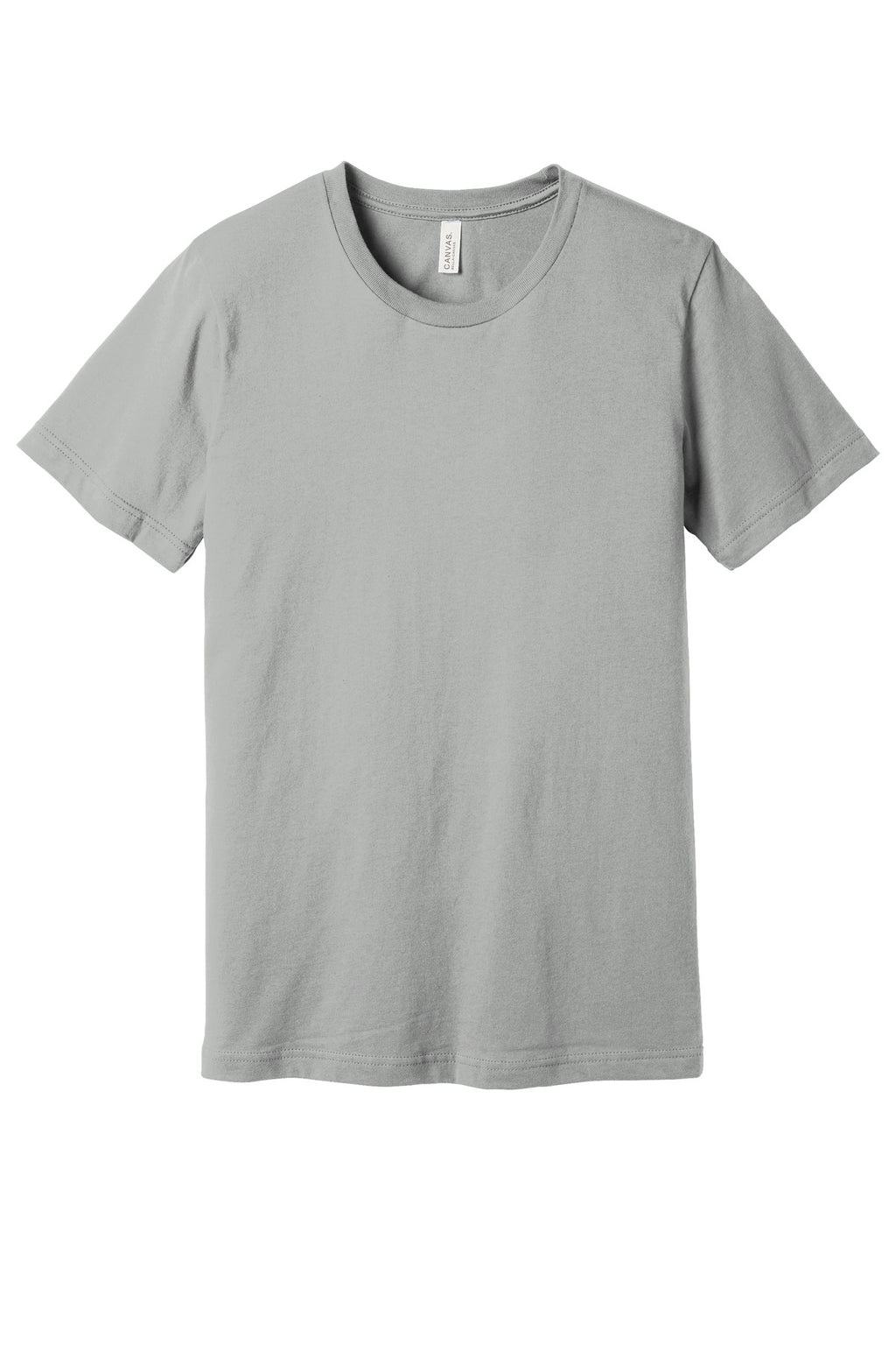 Front View of Silver BELLA+CANVAS Unisex Jersey Short Sleeve Tee. BC3001