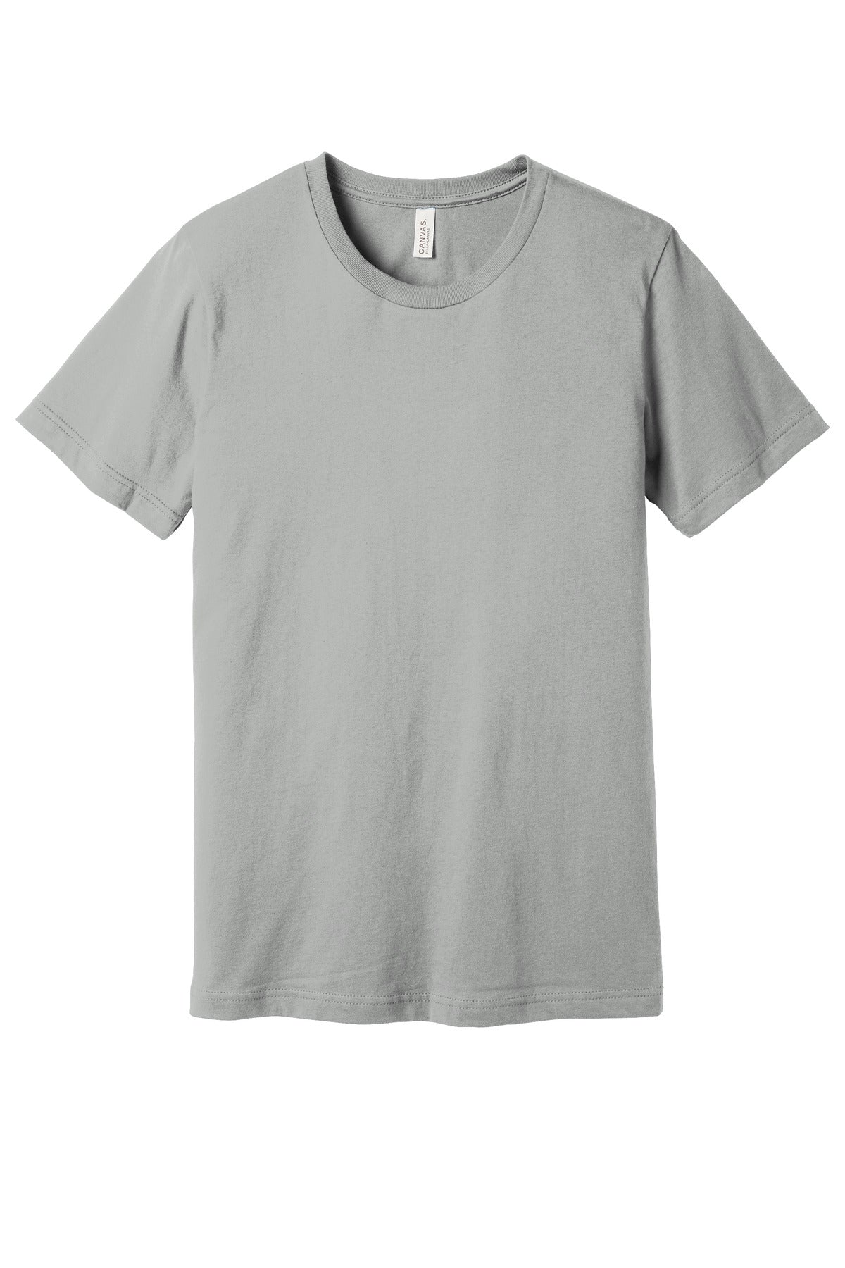 Front View of Silver BELLA+CANVAS Unisex Jersey Short Sleeve Tee. BC3001