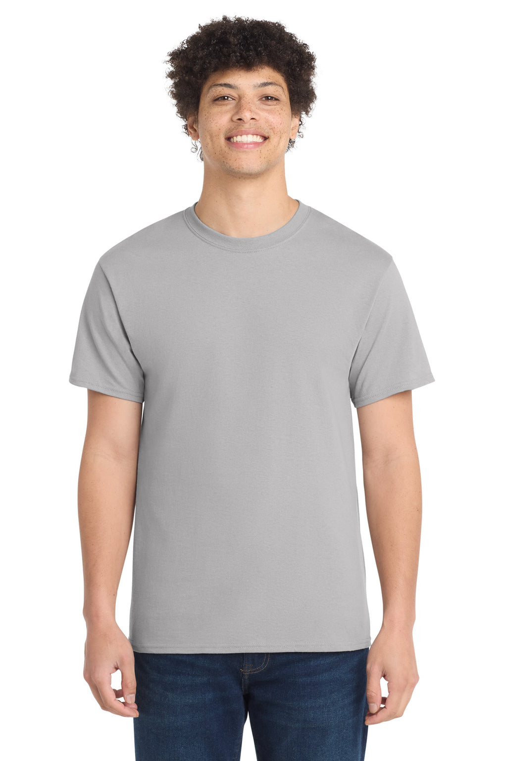 Front View of Silver Port & Co Core Cotton Tee. PC54