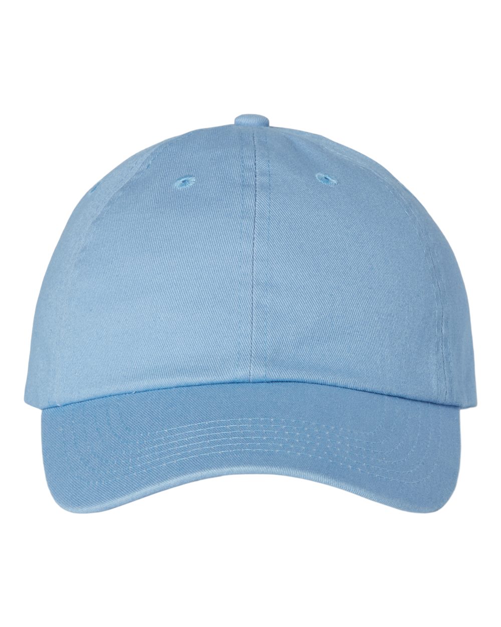 Front View of Sky Blue Bio-Washed Classic Dad Hat - VC300A