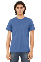 Front View of SldBlueTb BELLA+CANVAS Unisex Triblend Short Sleeve Tee. BC3413