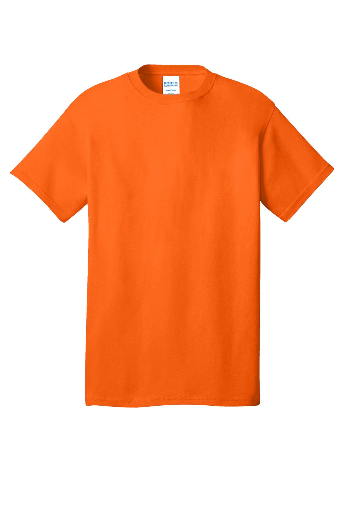 Front View of SOrange Port & Co Core Cotton Tee. PC54