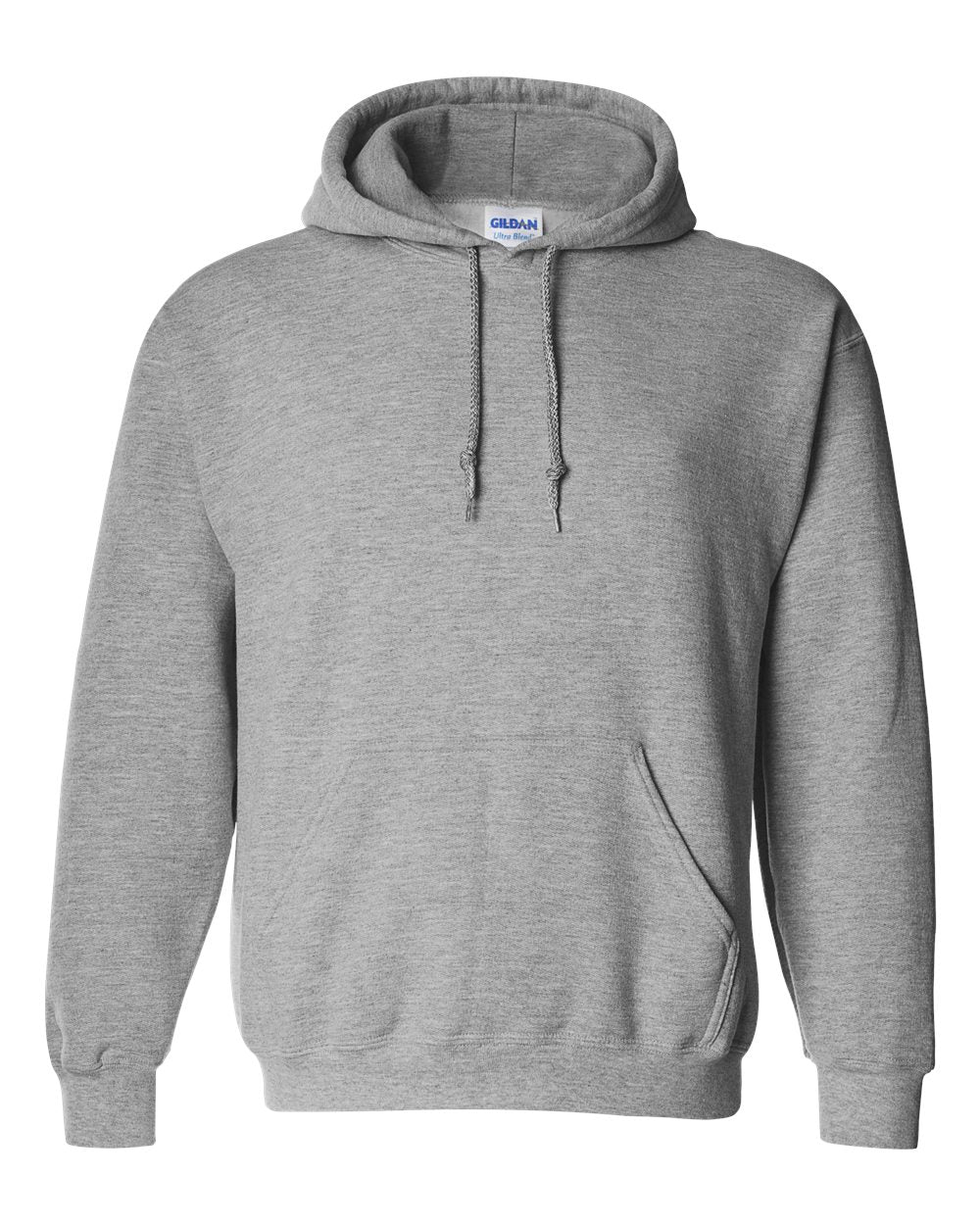 Front View of Sport Grey DryBlend® Hooded Sweatshirt - 12500
