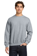 Front View of Sport Grey Gildan Heavy Blend Crewneck Sweatshirt. 18000