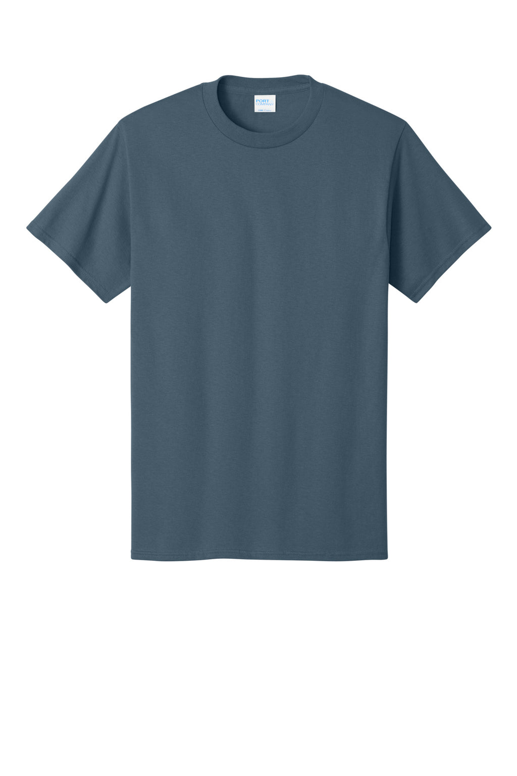 Front View of Steel Blue Port & Co Core Cotton Tee. PC54