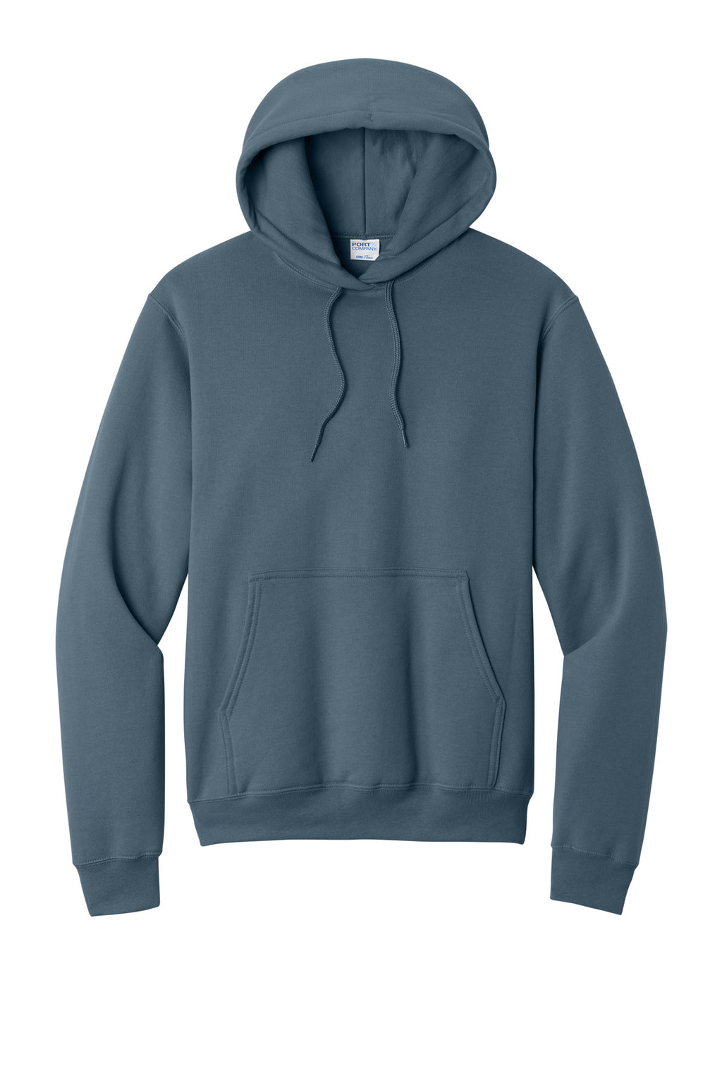 Front View of Steel Blue Port & Co Core Fleece Pullover Hooded Sweatshirt. PC78H