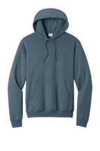 Front View of Steel Blue Port & Co Core Fleece Pullover Hooded Sweatshirt. PC78H