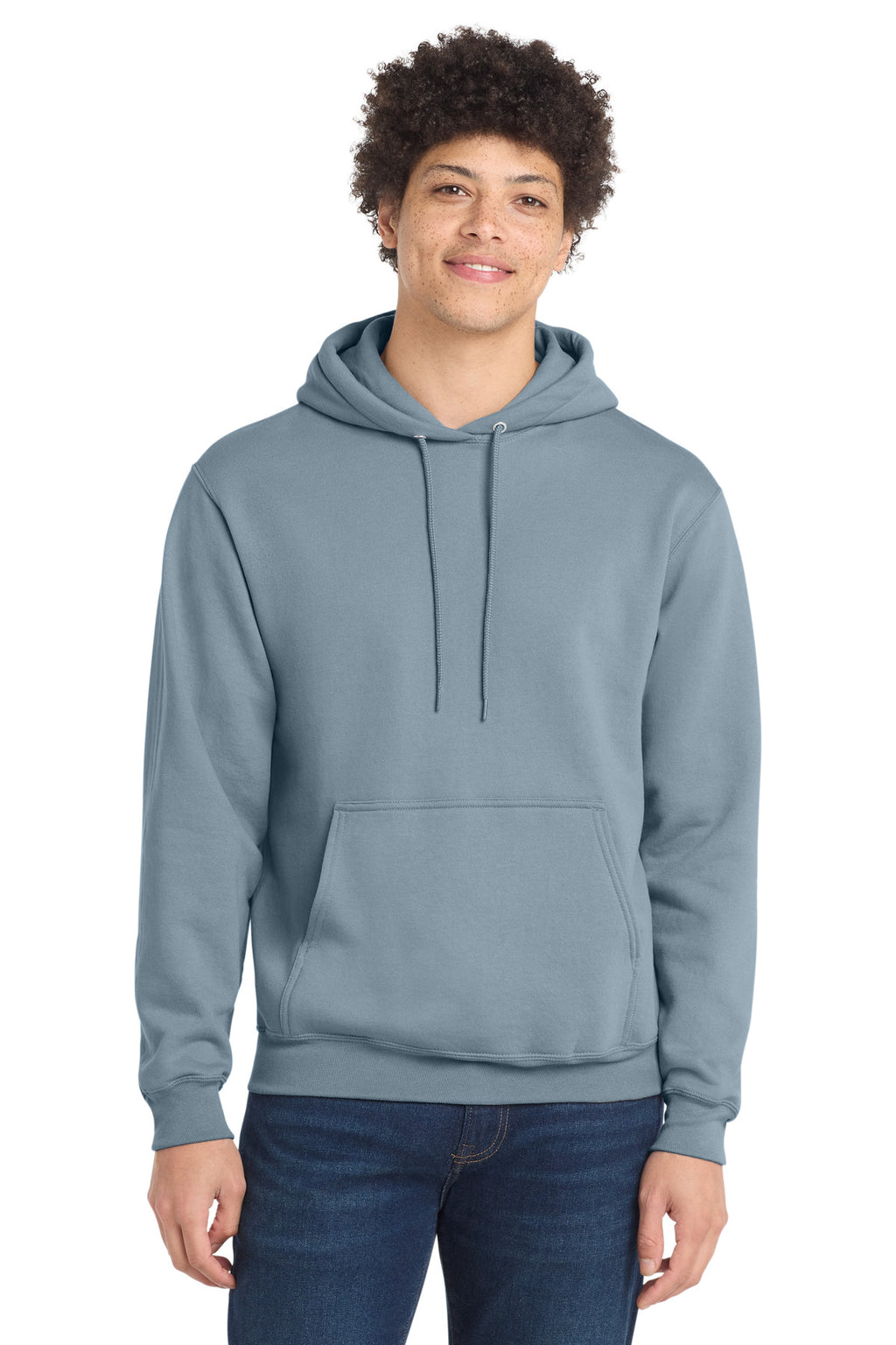 Front View of StnwshdBl Port & Co Core Fleece Pullover Hooded Sweatshirt. PC78H