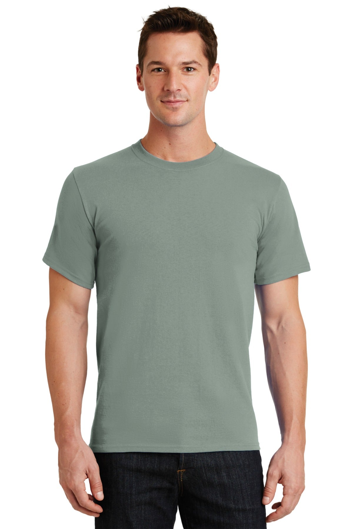 Front View of Stonewash Gree Port & Co Essential Tee. PC61
