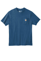 Front View of Stream Blue Carhartt Workwear Pocket Short Sleeve T-Shirt. CTK87