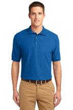 Front View of Strong Blue Port Authority Silk Touch Polo K500