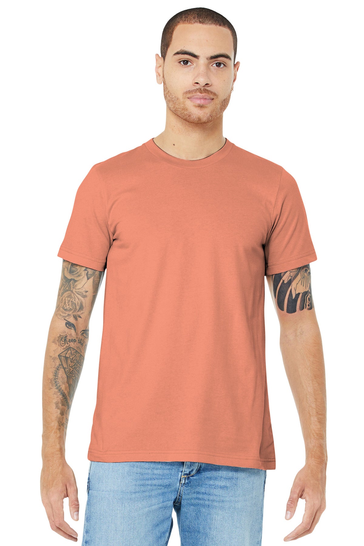 Front View of Sunset BELLA+CANVAS Unisex Jersey Short Sleeve Tee. BC3001