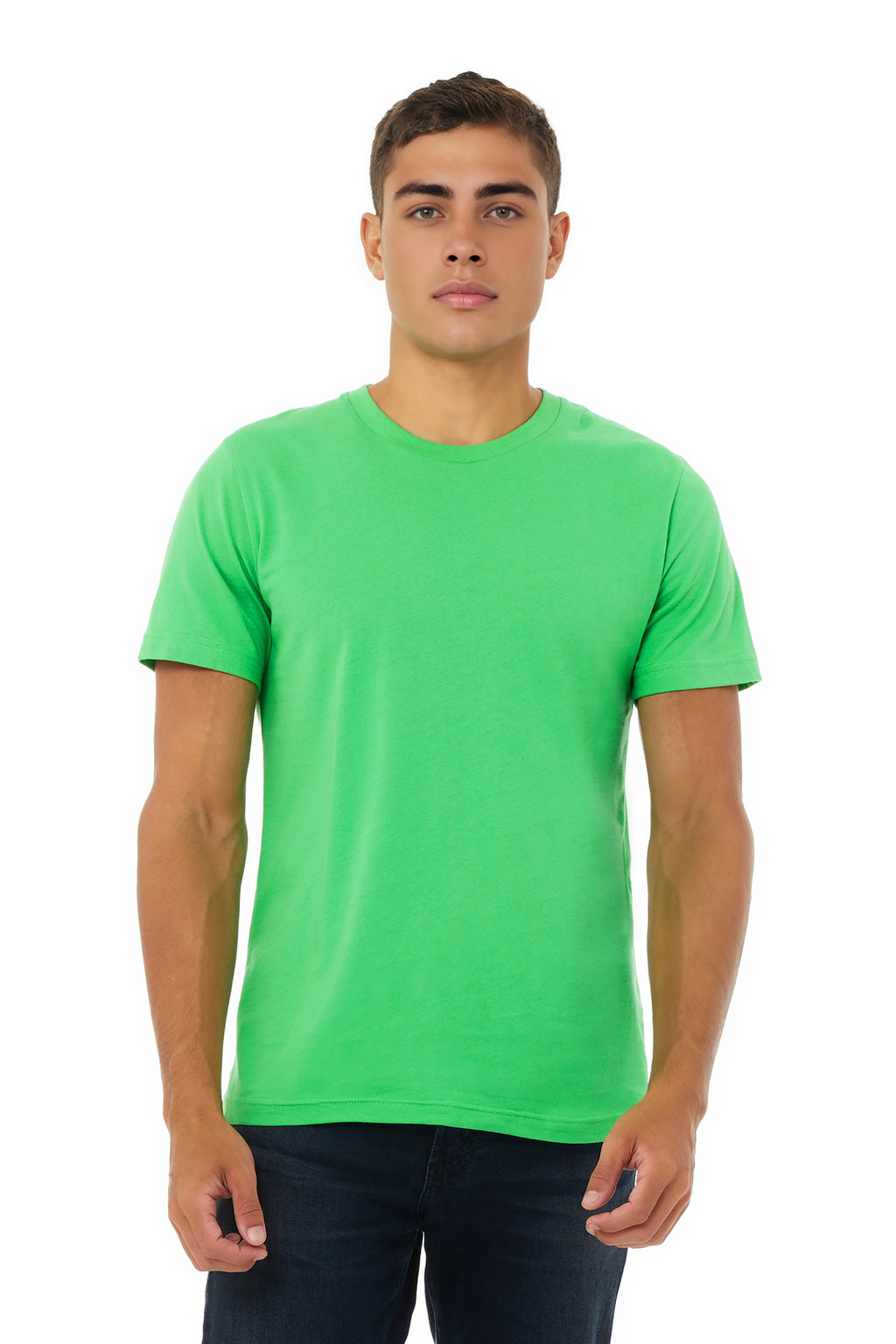 Front View of SynthtcGrn BELLA+CANVAS Unisex Jersey Short Sleeve Tee. BC3001