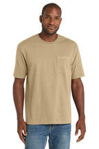 Front View of Tan CornerStone Workwear Pocket Tee CS430