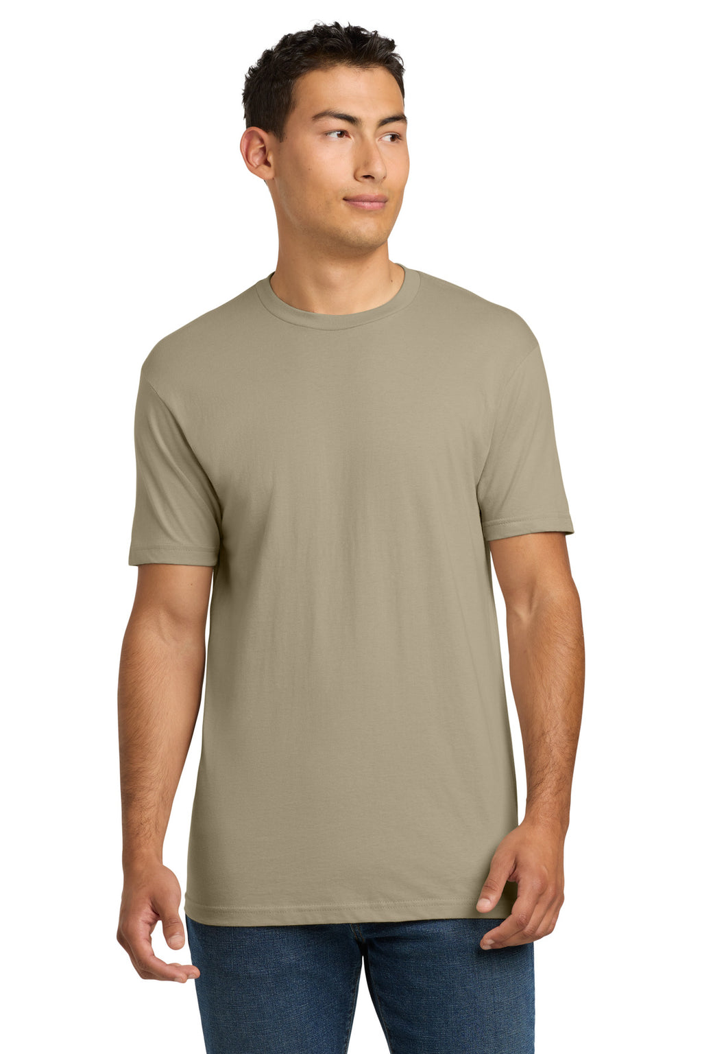 Front View of Tan Next Level Apparel Adult Cotton Tee. NL3600
